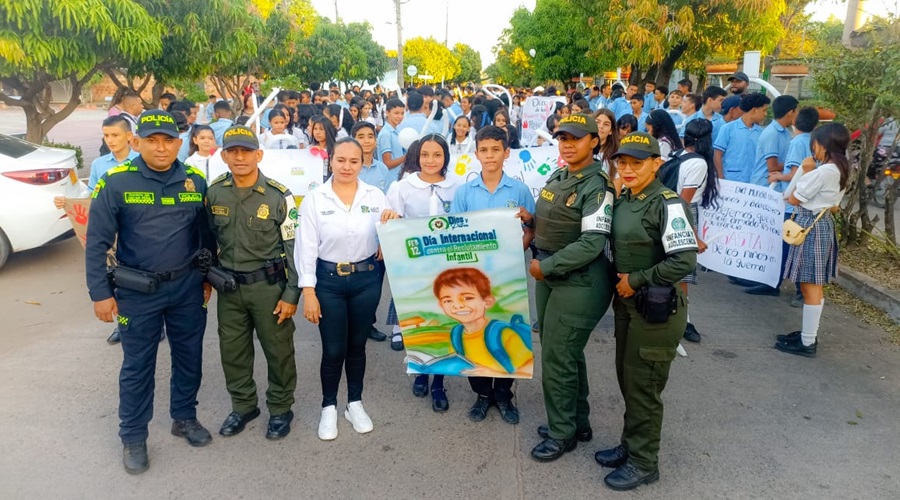Policía de infancia y adolescencia conmemora el día internacional contra el reclutamiento infantil en La Jagua de Ibirico