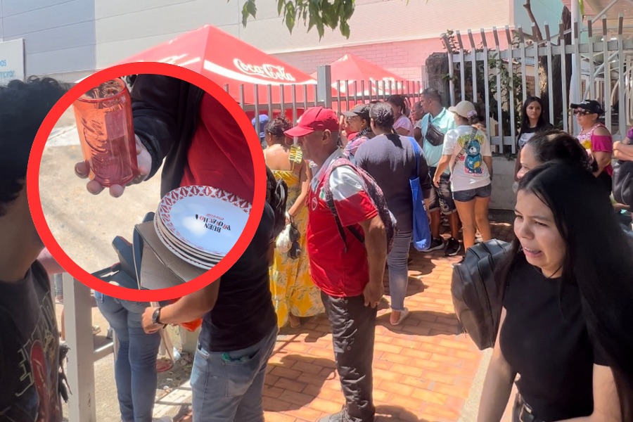 ¡COLOMBIANADA!. Largas filas para reclamar vajilla más costosa que el transporte que debieron pagar para ir a buscarla