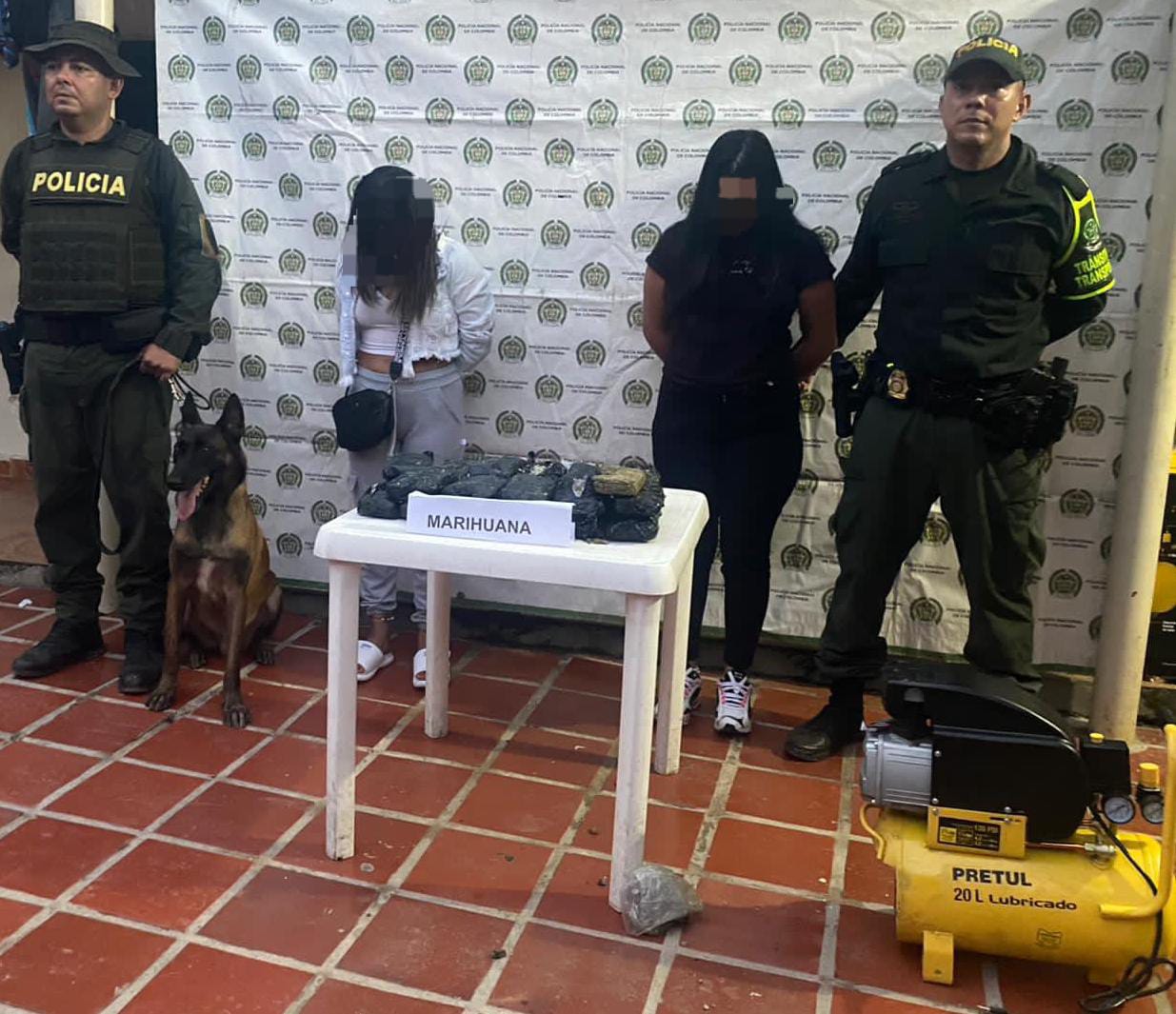 Capturan a dos mujeres con 6 kilos de marihuana en Curumaní, Cesar