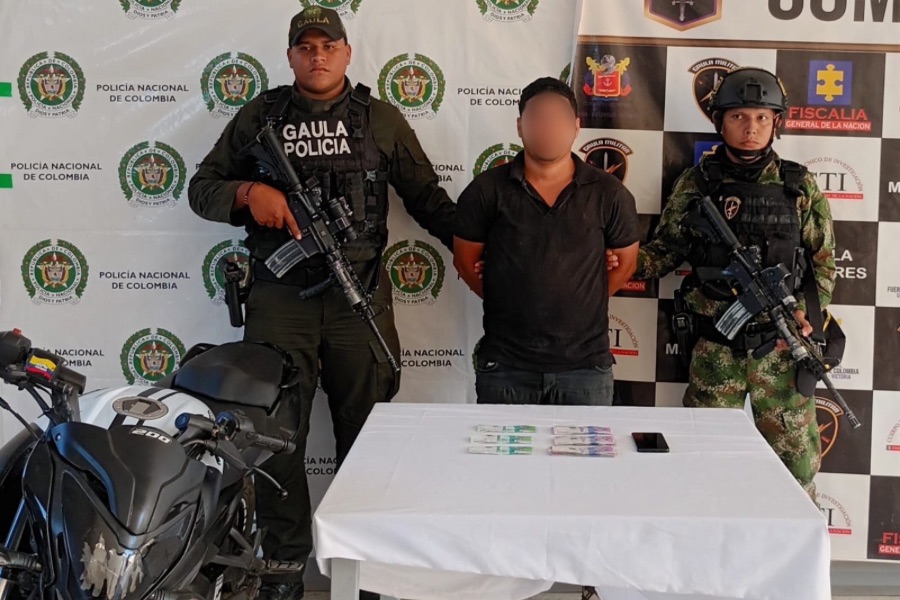 Capturan en flagrancia a presunto extorsionista en Astrea, Cesar