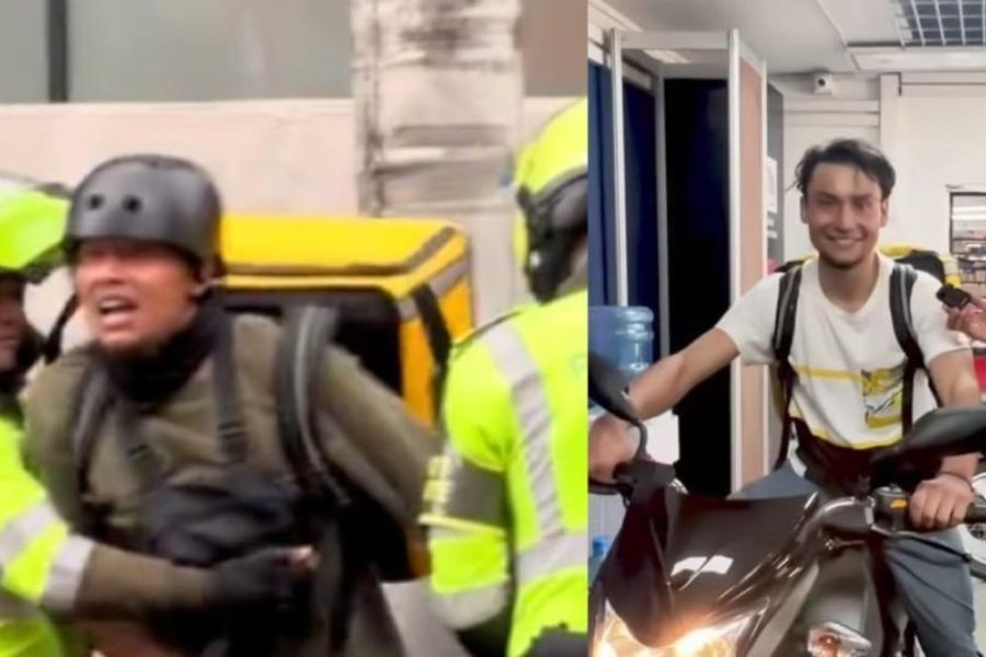Domiciliario en Bogotá recibe moto nueva como regalo tras viralizarse su llanto por la inmovilización de su bicimotor
