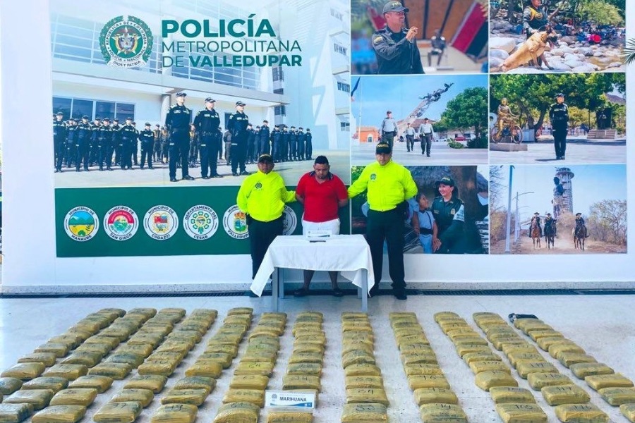 Capturan a un hombre con 137 panelas de marihuana en Valledupar