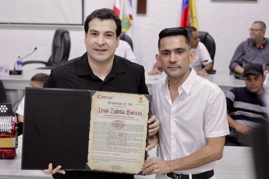Concejo de Valledupar rinde homenaje a Iván Zuleta por su legado en el folclor vallenato