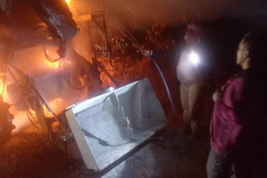 Presunto grupo armado incendia maquinaria de obra vial en La Jagua de Ibirico 