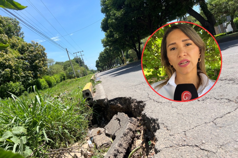 “Esto puede causar un accidente”: Tramo de carretera colapsa en entrada de conjunto residencial en Valledupar