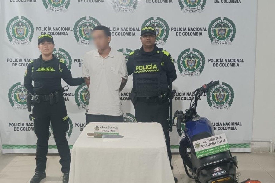 Se robó una moto con un cuchillo y lo capturaron minutos después en Valledupar 