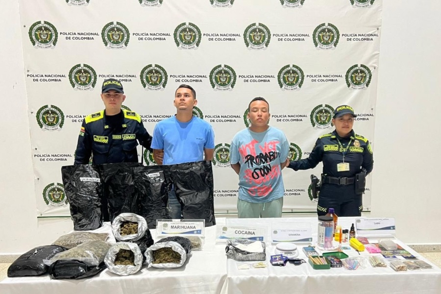 Policía incauta más de 6 kilos de droga y captura a dos hombres en Valledupar