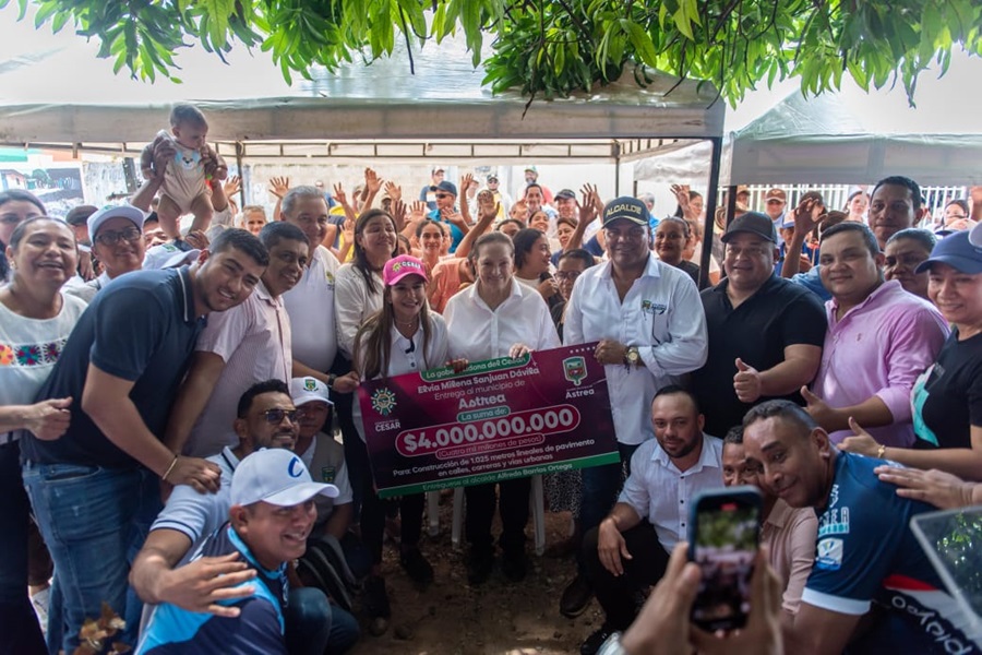 Gobernadora Elvia Milena Sanjuan impulsa obras en Astrea con inversión en vías y gas domiciliario